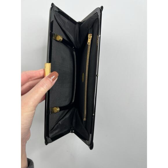 Vintage Garay Black Patent Leather Satchel Handbag Purse Retro - Picture 9 of 14